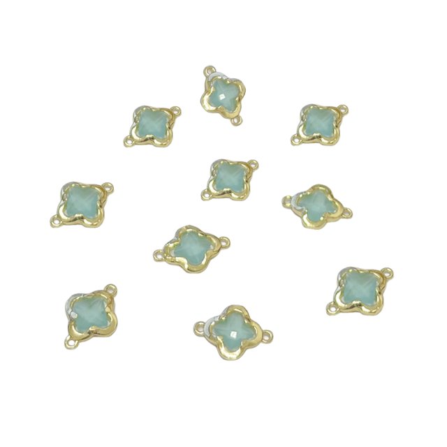 DIJE CRUZ CRISTAL 8MM - VERDE AGUA (ENGARCE DOBLE)