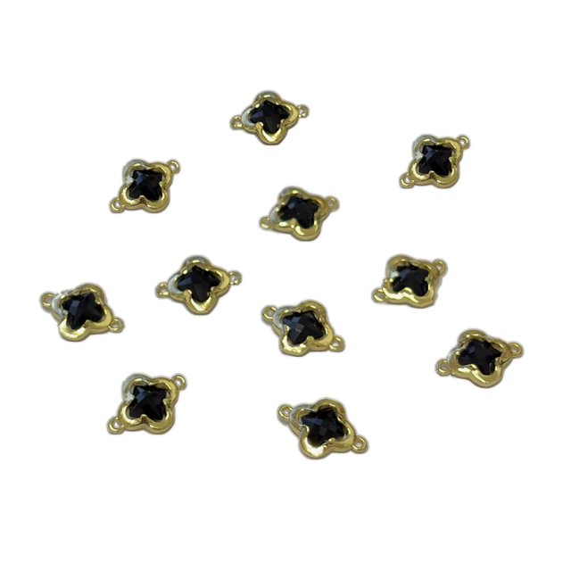 DIJE CRUZ CRISTAL 8MM - NEGRO (ENGARCE DOBLE)