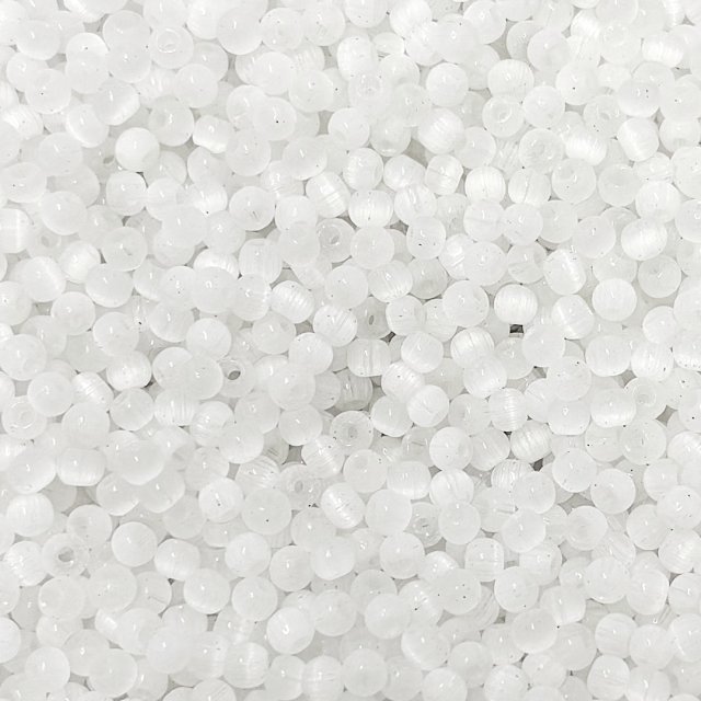 CUENTAS VIDRIO OJO DE GATO 4MM - BLANCO