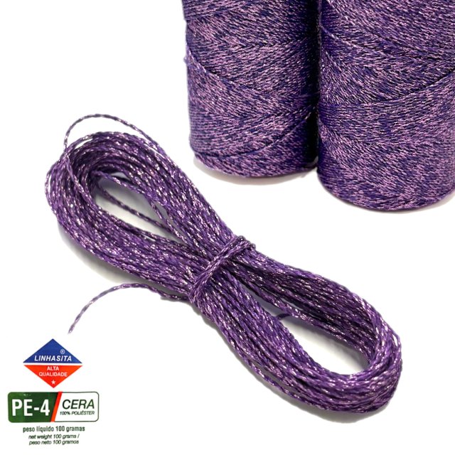 HILO ENCERADO 1MM METALIZADO PURPURA (X10 METROS)