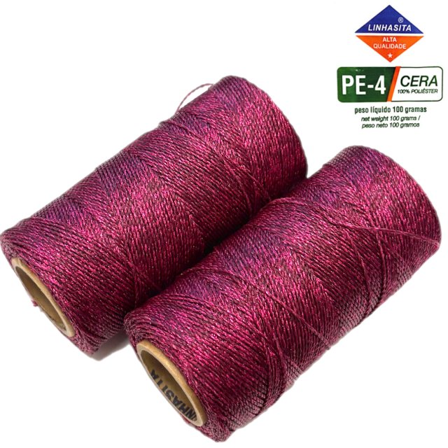 HILO ENCERADO 1MM METALIZADO PINK (BOBINA 100G)