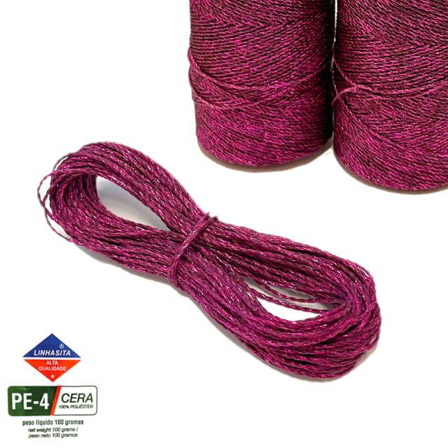 HILO ENCERADO 1MM METALIZADO PINK (X10 METROS)