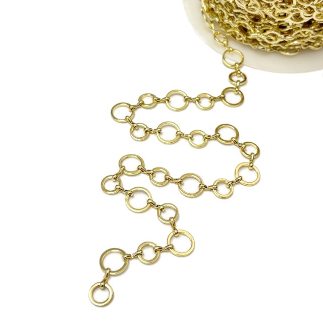 CADENA CIRCULOS (1X10MM - 1X8MM) - ACERO BAÑO DE ORO