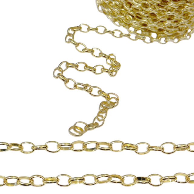 CADENA DERECHA ROLO (2X10X7MM) - ACERO BAÑO DE ORO