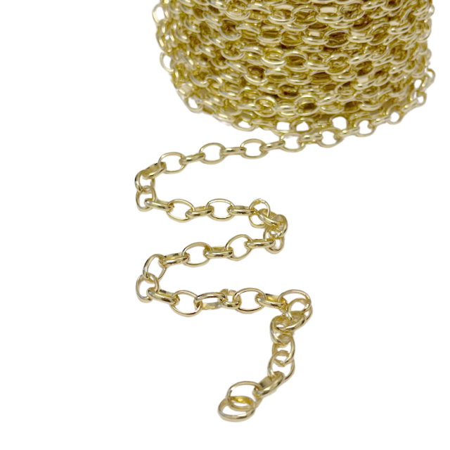 CADENA DERECHA ROLO (2X10X7MM) - ACERO BAÑO DE ORO