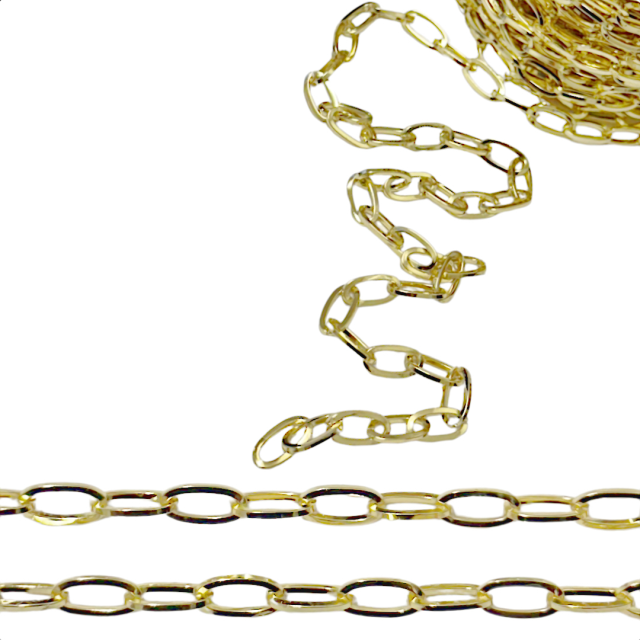 CADENA DERECHA (1.2X12X6MM) - ACERO BAÑO DE ORO