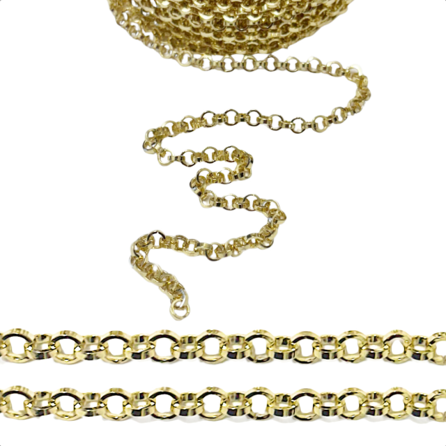 CADENA CIRCULOS (2X6MM) - ACERO BAÑO DE ORO