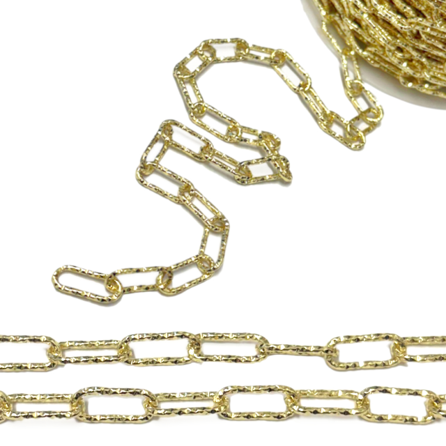 CADENA DERECHA MARTILLADA (1.5X17X7MM) - ACERO BAÑO DE ORO