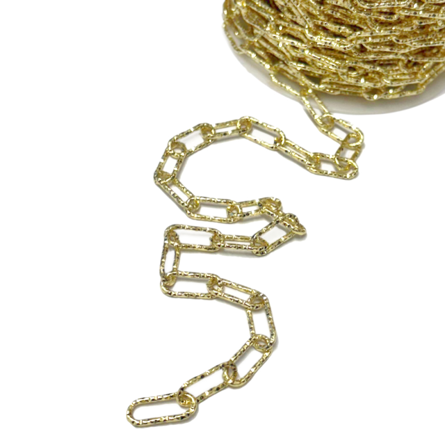 CADENA DERECHA MARTILLADA (1.5X17X7MM) - ACERO BAÑO DE ORO