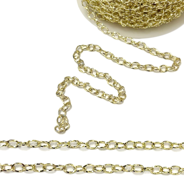 CADENA DERECHA TORNEADA (1X7X5MM) - ACERO BAÑO DE ORO