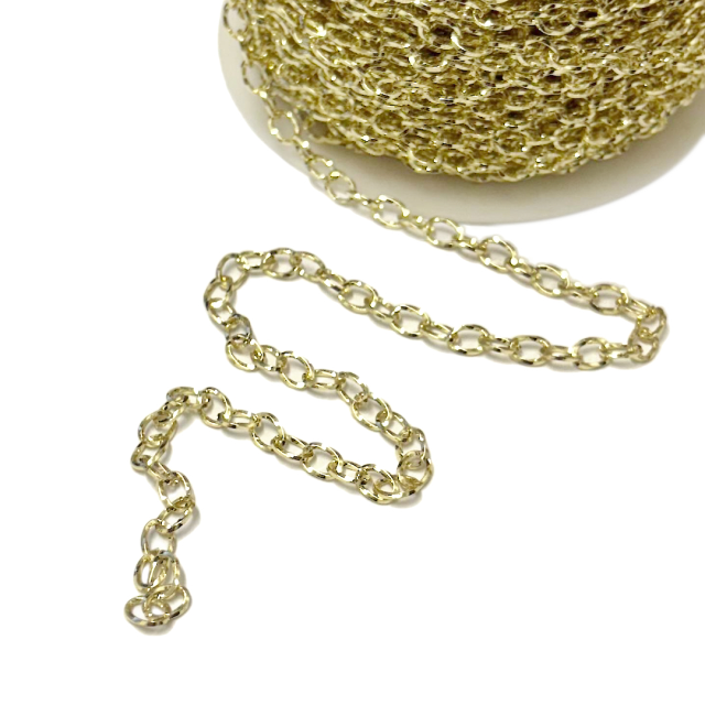 CADENA DERECHA TORNEADA (1X7X5MM) - ACERO BAÑO DE ORO