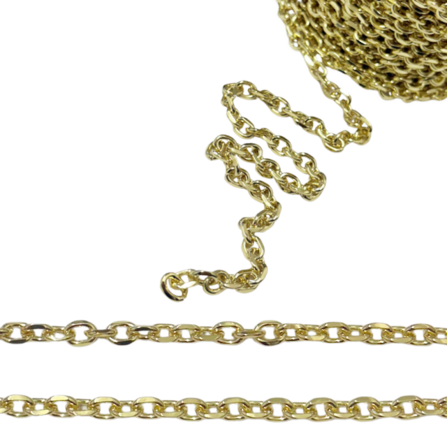 CADENA DERECHA (2X9X7MM) - ACERO BAÑO DE ORO