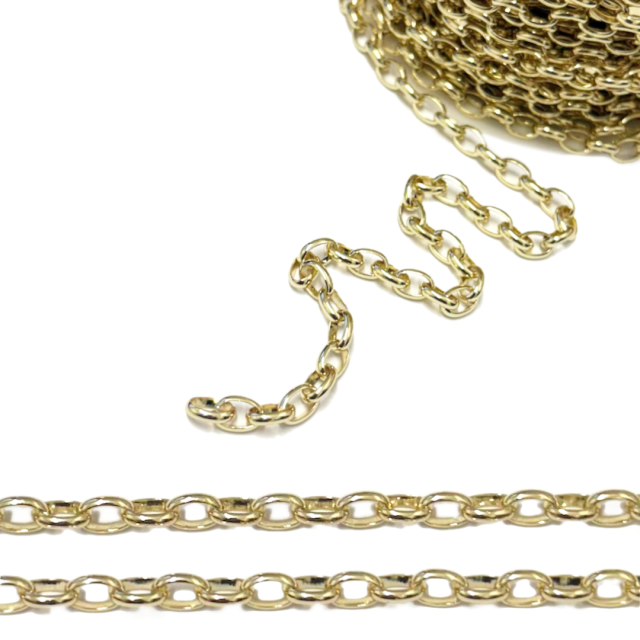 CADENA DERECHA ROLO (2X8X6MM) - ACERO BAÑO DE ORO