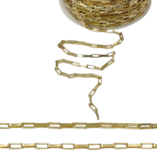 CADENA D RECTANGULAR (1.2X8X3MM) - ACERO BAÑO DE ORO