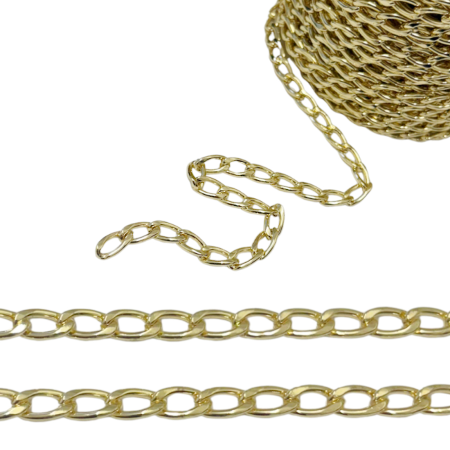 CADENA GRUME (2X13X7MM) - ACERO BAÑO DE ORO