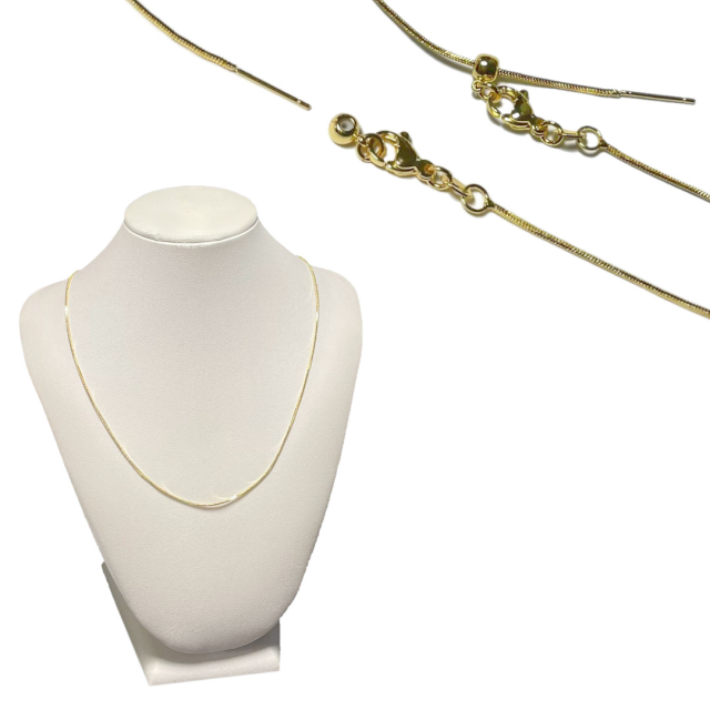 CADENA ARMADA COLA DE RATON 1MM X 45CM (AJUSTABLE) - BAÑO DE ORO