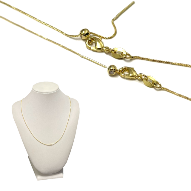 CADENA ARMADA CUADRADA 0.8MM X 45CM (AJUSTABLE) - BAÑO DE ORO