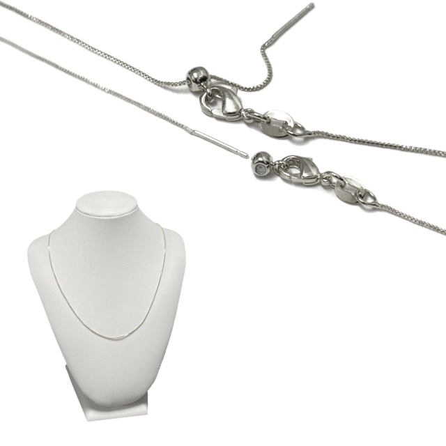 CADENA ARMADA CUADRADA 0.8MM X 45CM (AJUSTABLE) - BAÑO DE RODIO