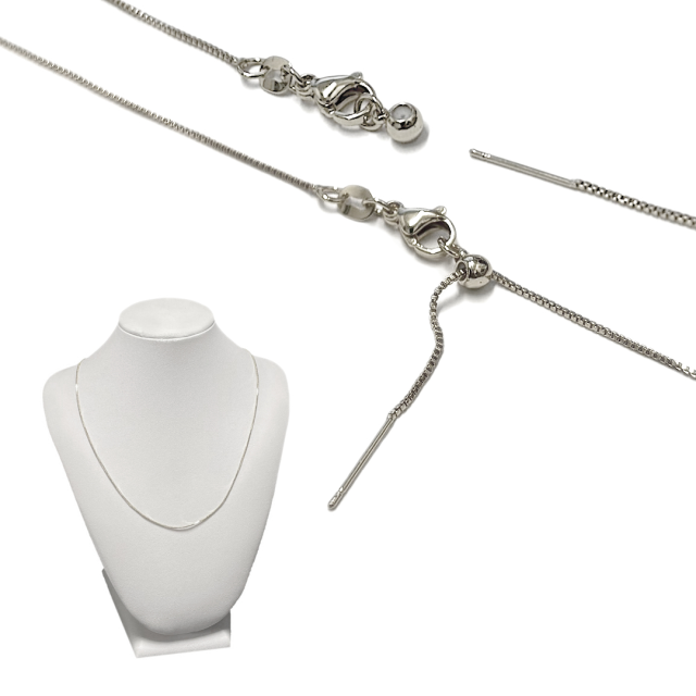 CADENA ARMADA CUADRADA 1MM X 45CM (AJUSTABLE) - BAÑO DE RODIO