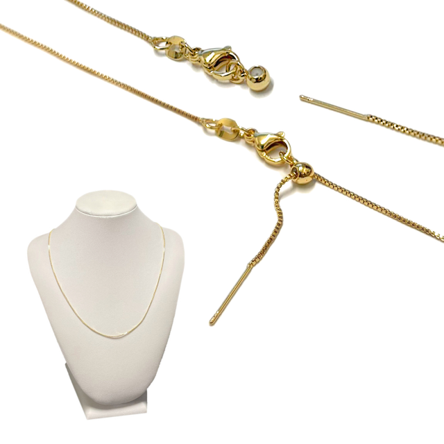 CADENA ARMADA CUADRADA 1MM X 45CM (AJUSTABLE) - BAÑO DE ORO