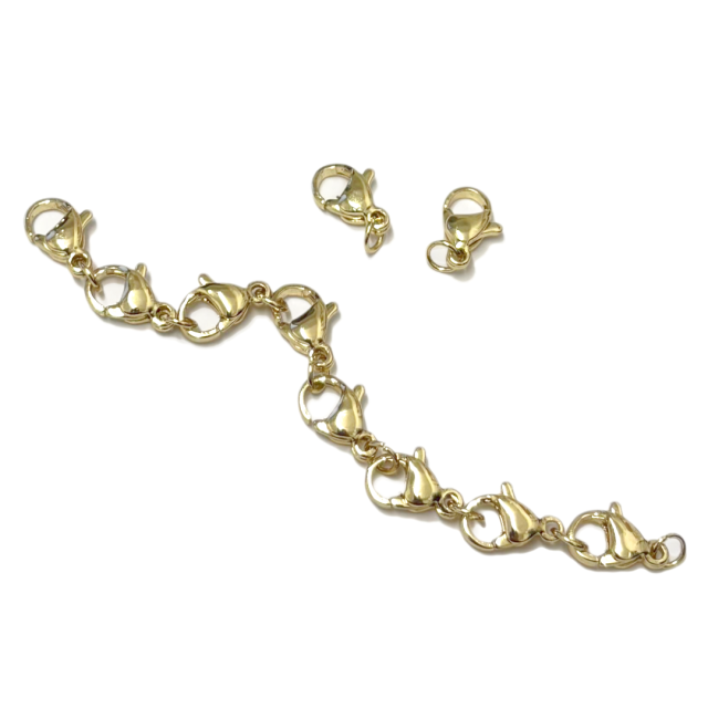 CIERRE MOSQUETON 12MM - ACERO BAÑO DE ORO