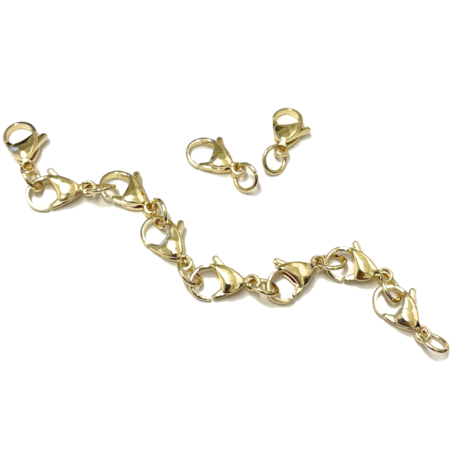 CIERRE MOSQUETON 15MM - ACERO BAÑO DE ORO