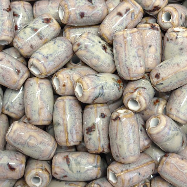CERAMICA TUBO 20X13MM - BEIGE Y ROSADO