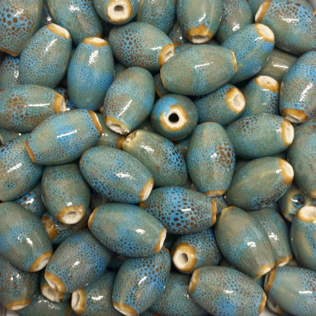 CERAMICA OVALADA 22X14MM - AZUL Y MARRON