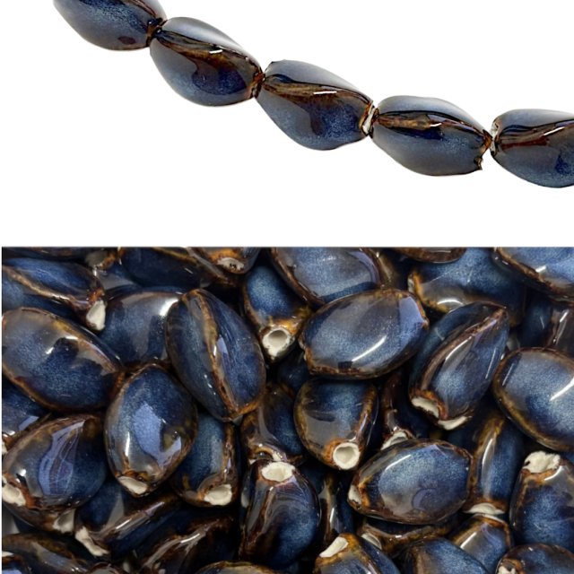 CERAMICA OVALADA 22X15MM - AZUL OSCURO