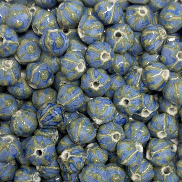CERAMICA CALABAZA ROMBO 11X13MM - AZUL Y VERDE