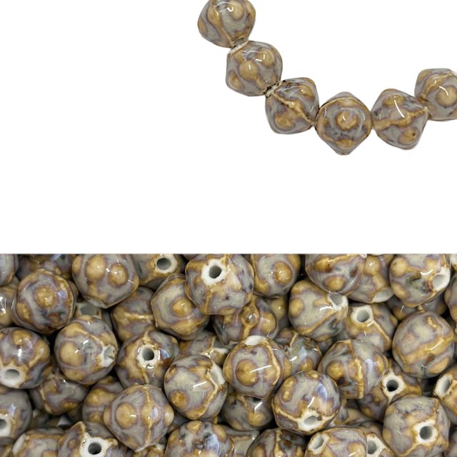 CERAMICA CALABAZA ROMBO 11X13MM - GRIS Y BEIGE