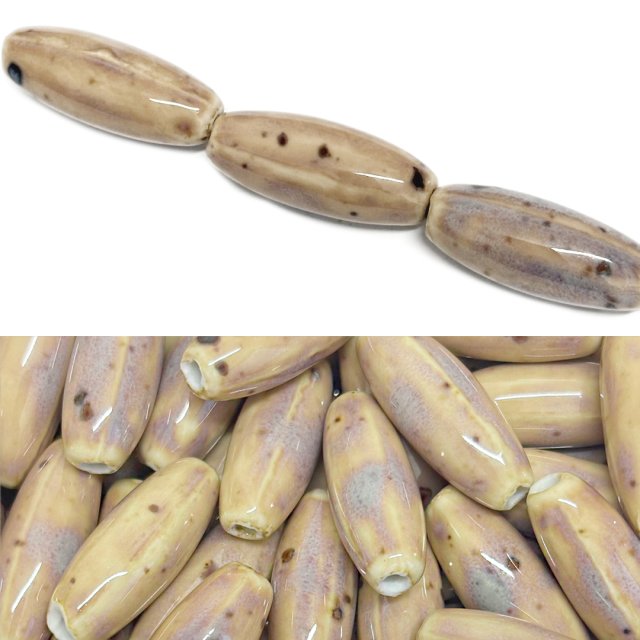 CERAMICA OVAL 30X12MM - BEIGE Y ROSADA