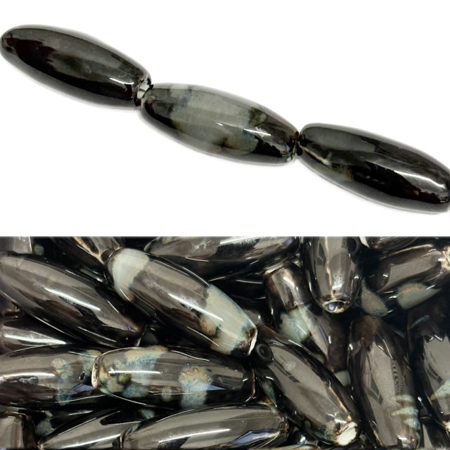 CERAMICA OVAL 30X12MM - NEGRO Y GRIS