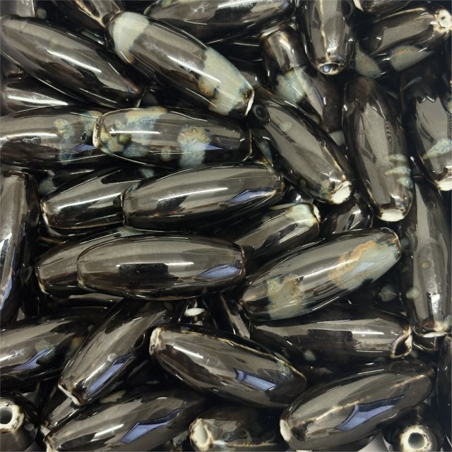 CERAMICA OVAL 30X12MM - NEGRO Y GRIS