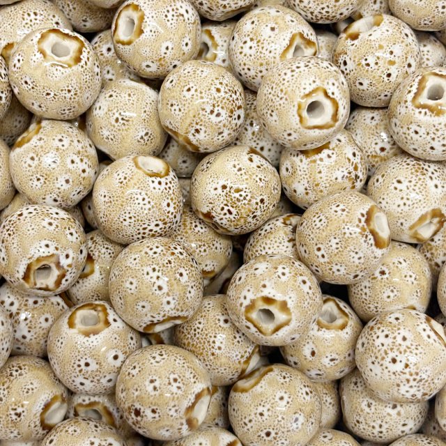 CERAMICA BOLITA IRREGULAR 16MM - BEIGE Y MARRON