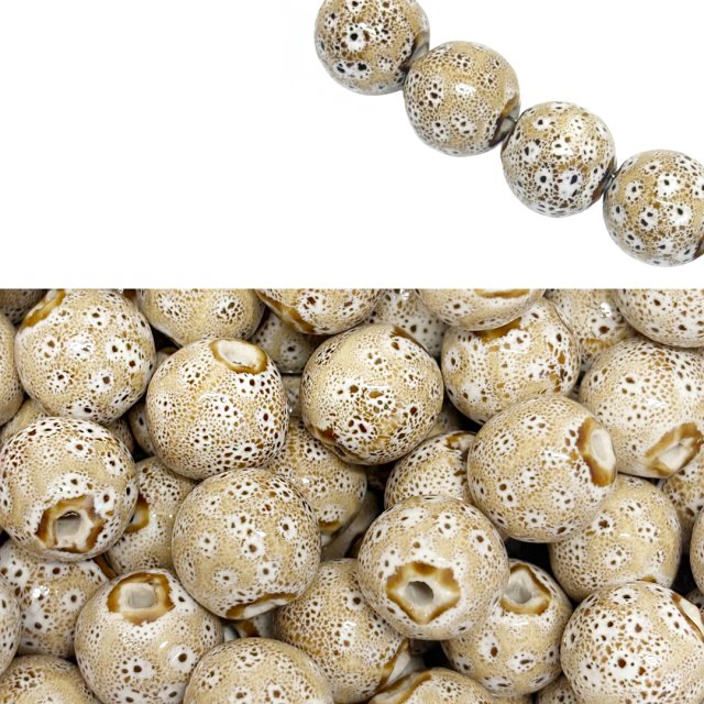 CERAMICA BOLITA IRREGULAR 16MM - BEIGE Y MARRON
