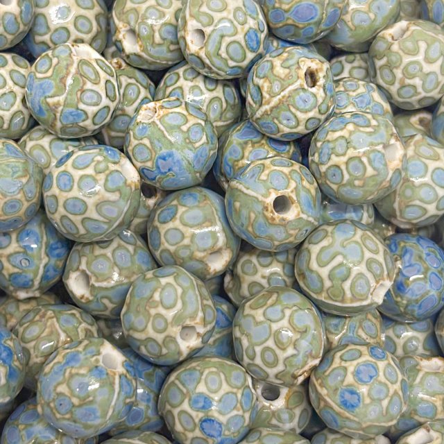 CERAMICA BOLITA IRREGULAR 16MM - CELESTE Y VERDE AGUA