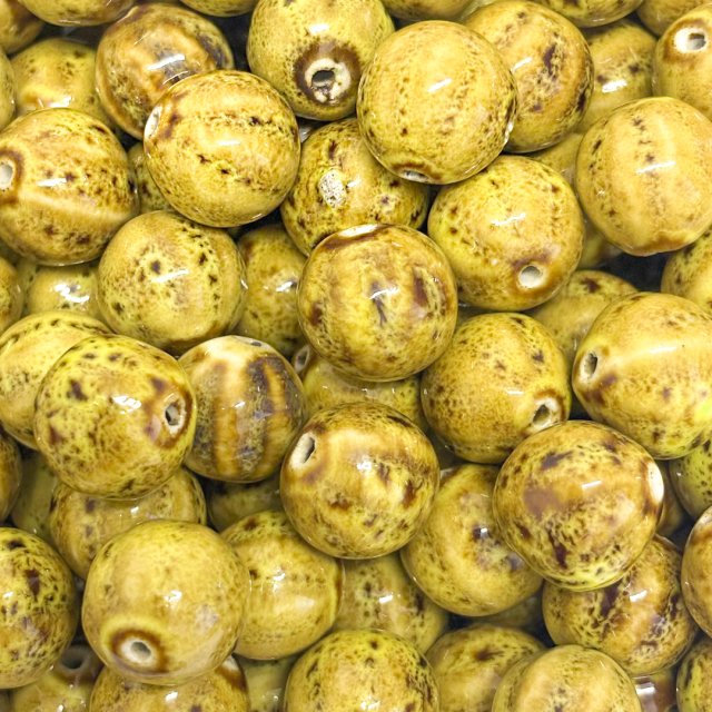 CERAMICA BOLITA IRREGULAR 16MM - AMARILLO Y MARRON