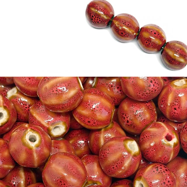 CERAMICA BOLITA IRREGULAR 16MM - ROJO