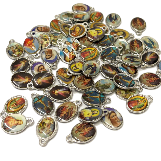 MEDALLA VARIOS SANTOS 15X12MM DOBLE IMAGEN