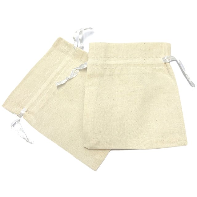 BOLSA TELA 10X12CM APROX (LIENZO) - CINTA BLANCA