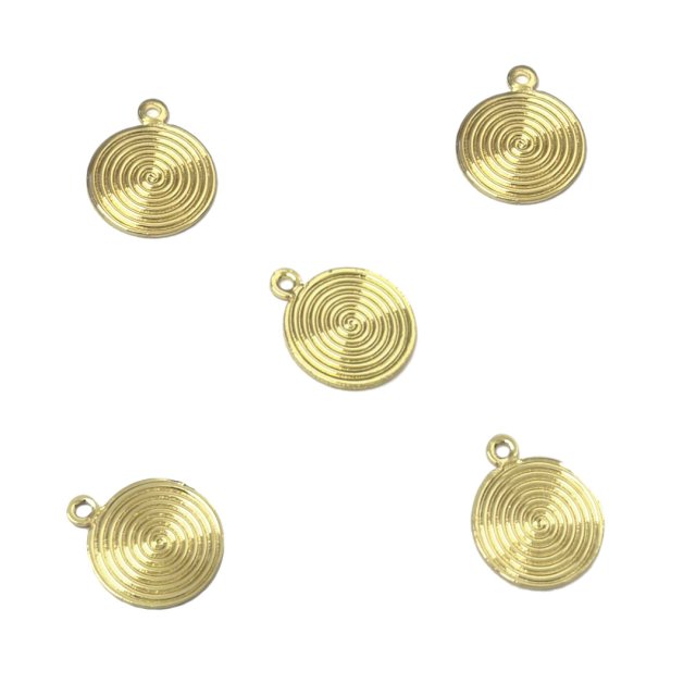 DIJE MEDALLA ESPIRAL 13MM - BAÑO DE ORO