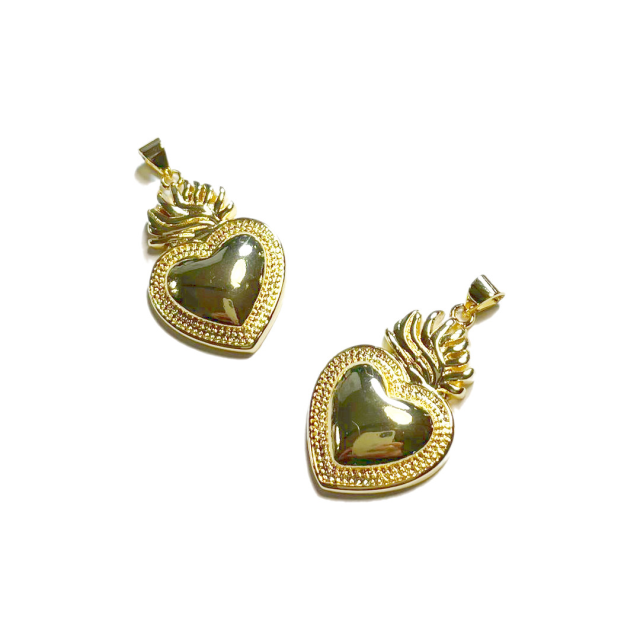 DIJE CORAZON 27X18MM - BAÑO DE ORO