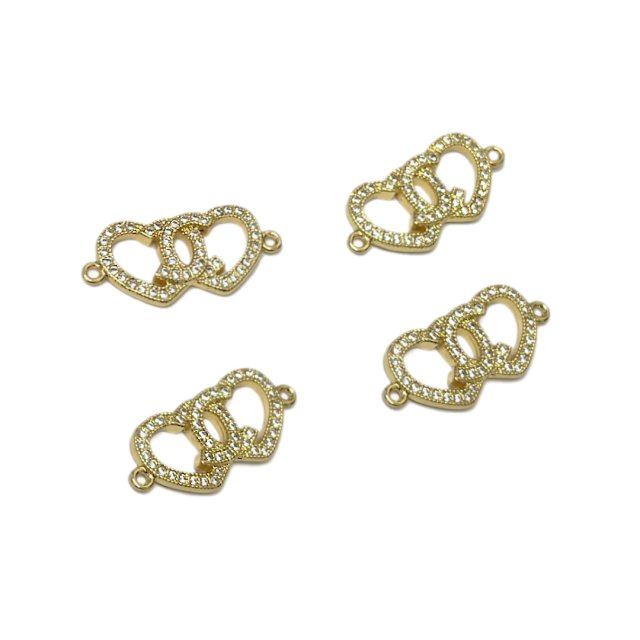 DIJE CORAZON DOBLE 11X19MM - BAÑO DE ORO (SEPARADOR)