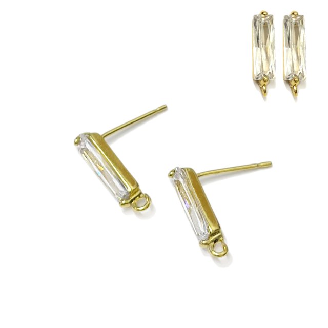 BASE DE CARAVANA RECTANGULAR CON ZIRCONIA 14X4MM - BAÑO DE  ORO