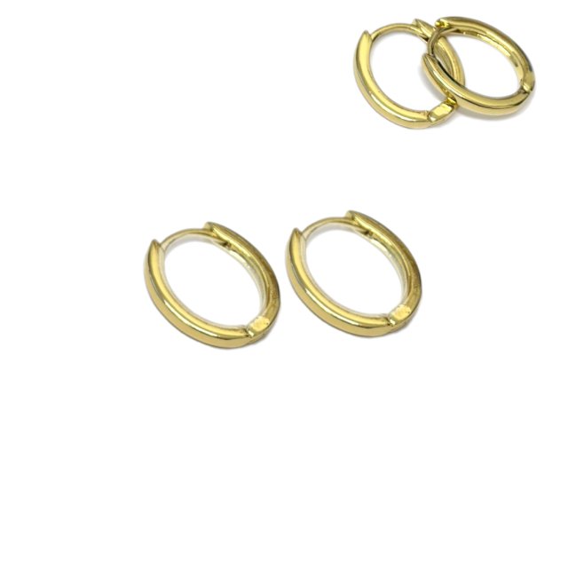 CARAVANAS ARO OVAL 15X14X2MM - BAÑO DE ORO