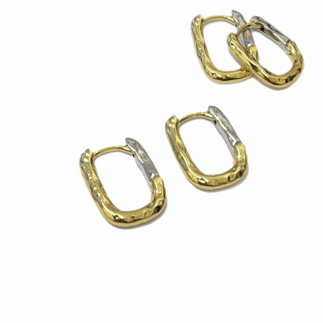 CARAVANAS ARO RECTANGULAR 15X12X3MM - BAÑO DE ORO Y RODIO