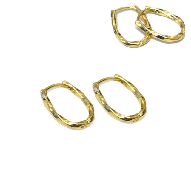CARAVANAS ARO OVAL TORNEADO 17X13X2.5MM - BAÑO DE ORO