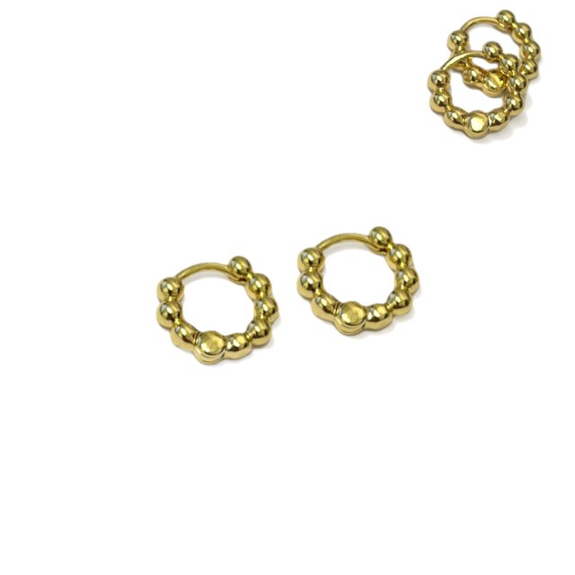 CARAVANAS ARO BOLITAS 10X12X3MM - BAÑO DE ORO