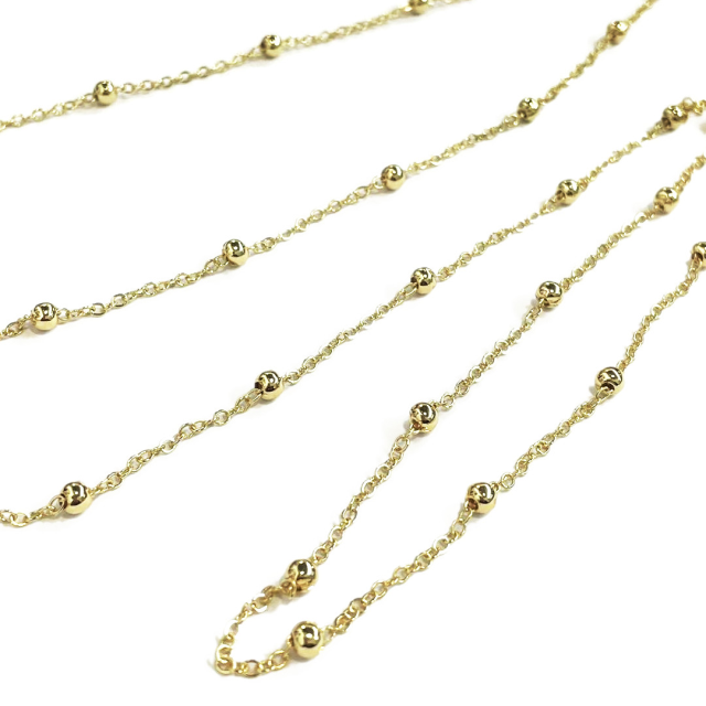 CADENA CH047 BAÑO DE ORO Y BOLITAS - 2X2X0.5MM